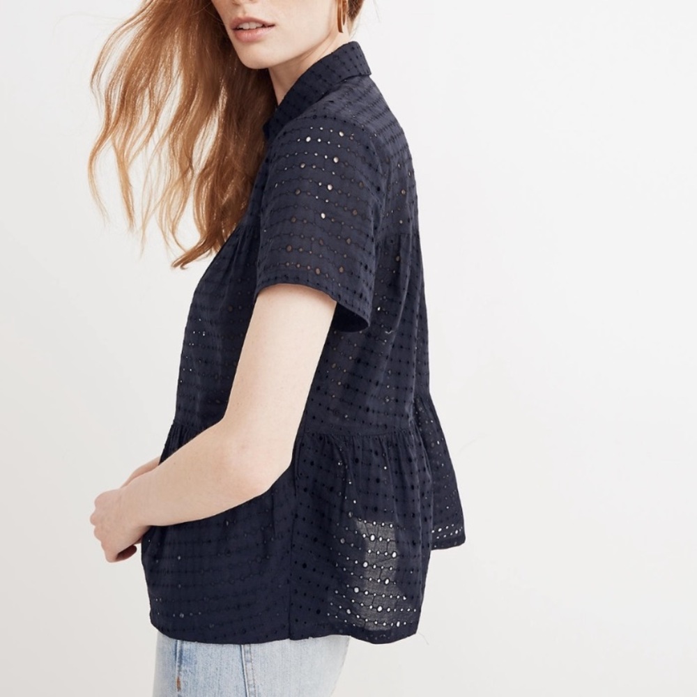 Madewell Eyelet Seamed Button-Down Shirt - Picture 3 of 5